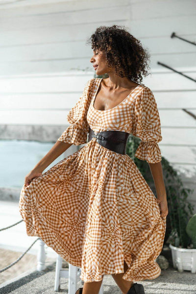 Polka dot outlet dress tan