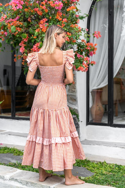 Gingham on sale strapless dress