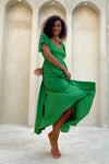 Goddess Dress Midi - Flutter sleeve - Ferngully Green