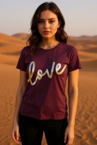 The love tee - Plum and Gold Love