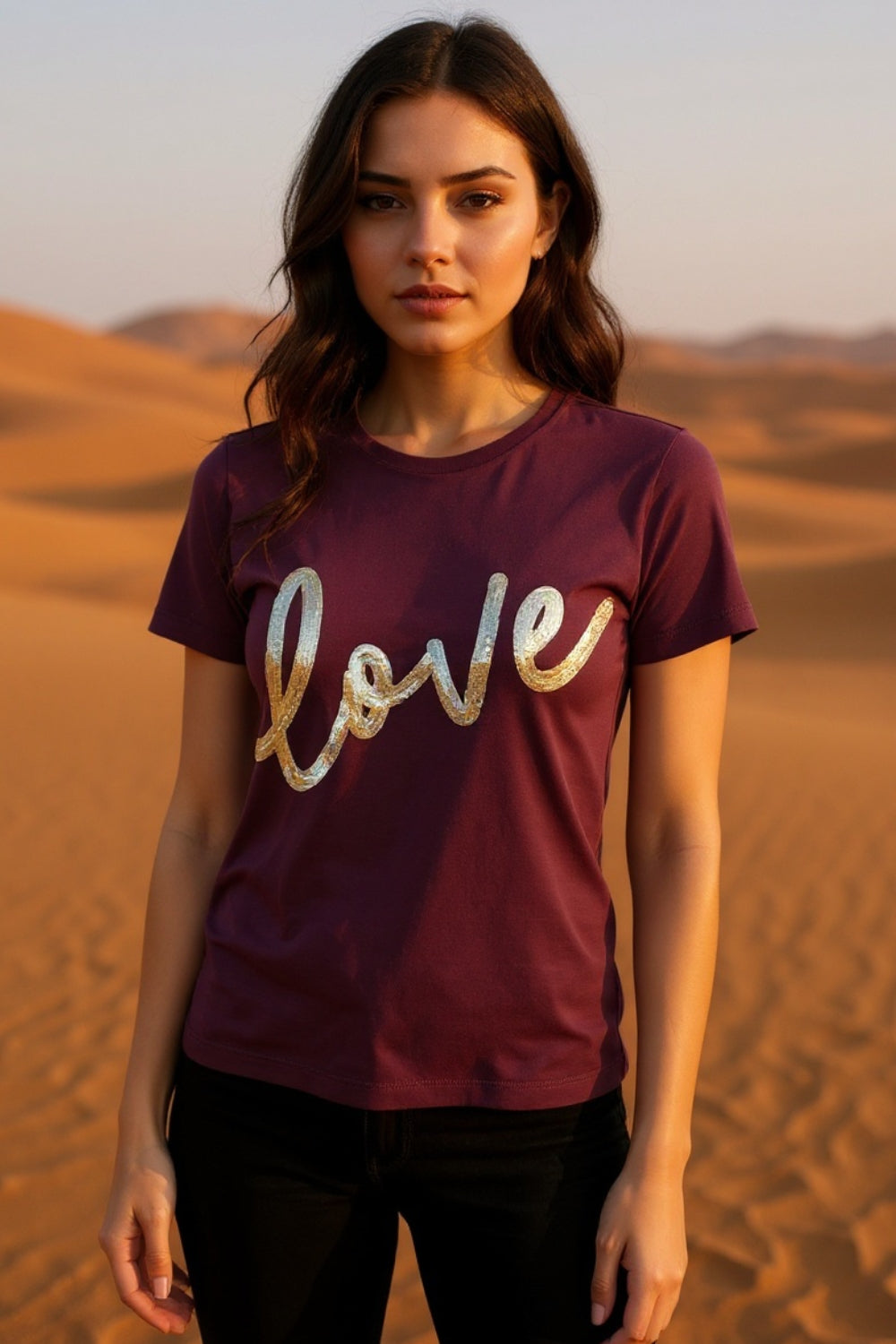 The love tee - Plum and Gold Love