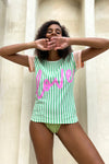 The love tee - Green and Pink Stripe