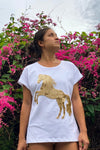 Hold your Horses tee - White and Gold