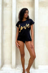 The love tee - Black and Gold Sequin