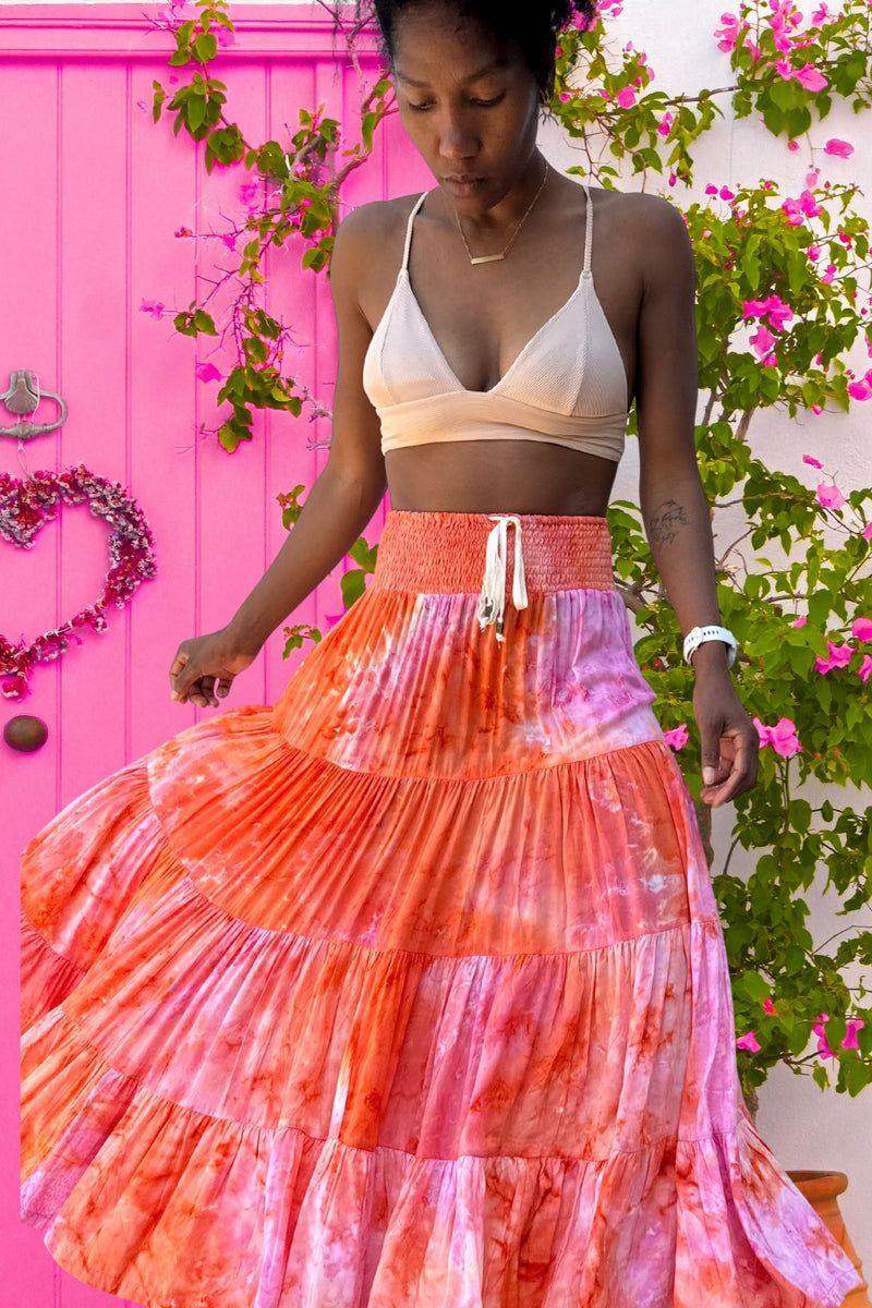 Phoebe Skirt - Orange Pink Sunsets