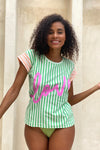 The love tee - Green and Pink Stripe