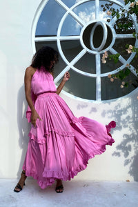 The Jools Skirt - Pink Satin
