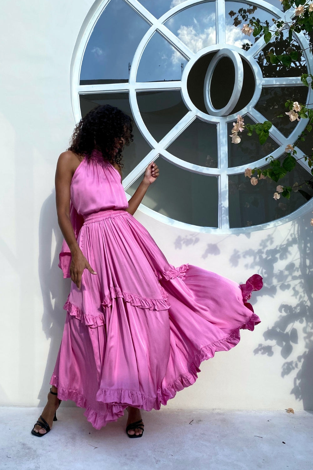 The Jools Skirt - Pink Satin