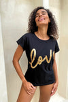 The love tee - Black and Gold Sequin