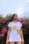 Hold your Horses tee - White and Gold