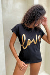 The love tee - Black and Gold Sequin