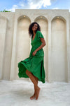 Goddess Dress Midi - Flutter sleeve - Ferngully Green