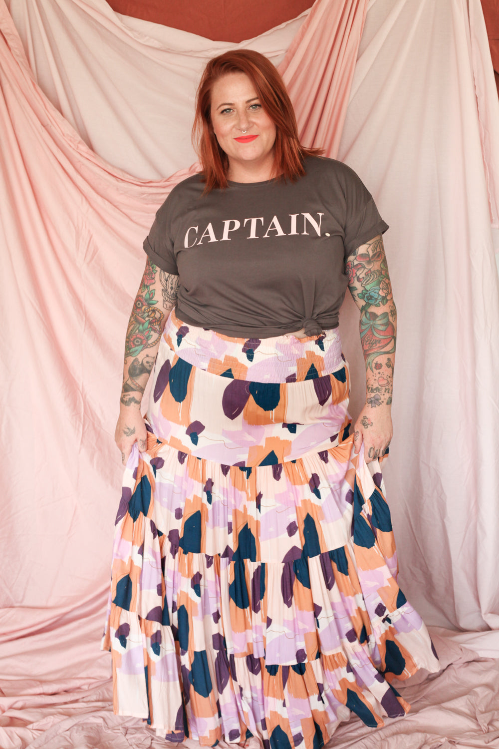 Captain Tee - Grey and Pink