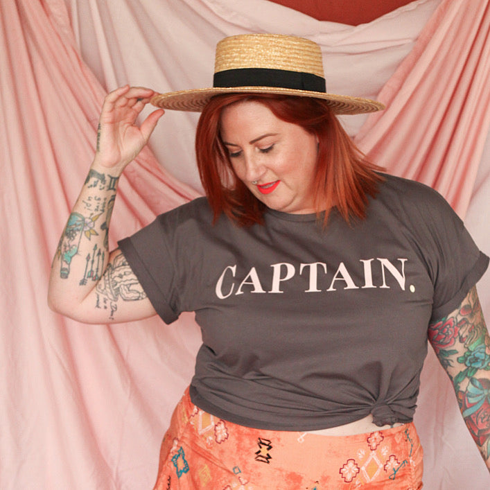 Captain Tee - Grey and Pink