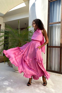 The Jools Skirt - Pink Satin