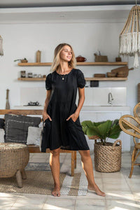 Babydoll Juliet Dress - Midnight Black - Renee Loves Frances