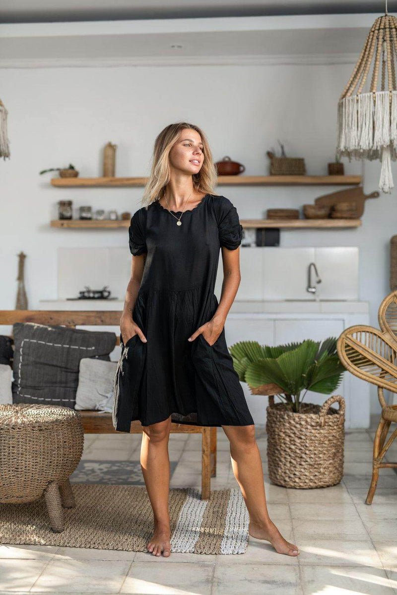 Babydoll Juliet Dress - Midnight Black - Renee Loves Frances