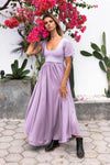 Goddess Maxi Dress with sleeve - Blush Lavender - Renee Loves Frances