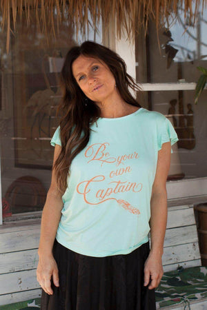 Be Your Own Captain Tee - Aqua - Renee Loves Frances