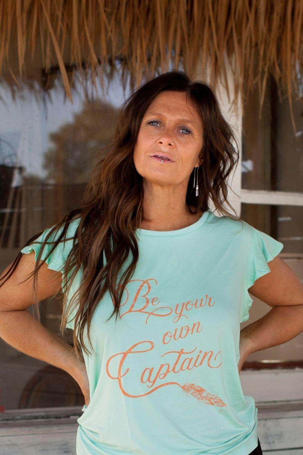 Be Your Own Captain Tee - Aqua - Renee Loves Frances