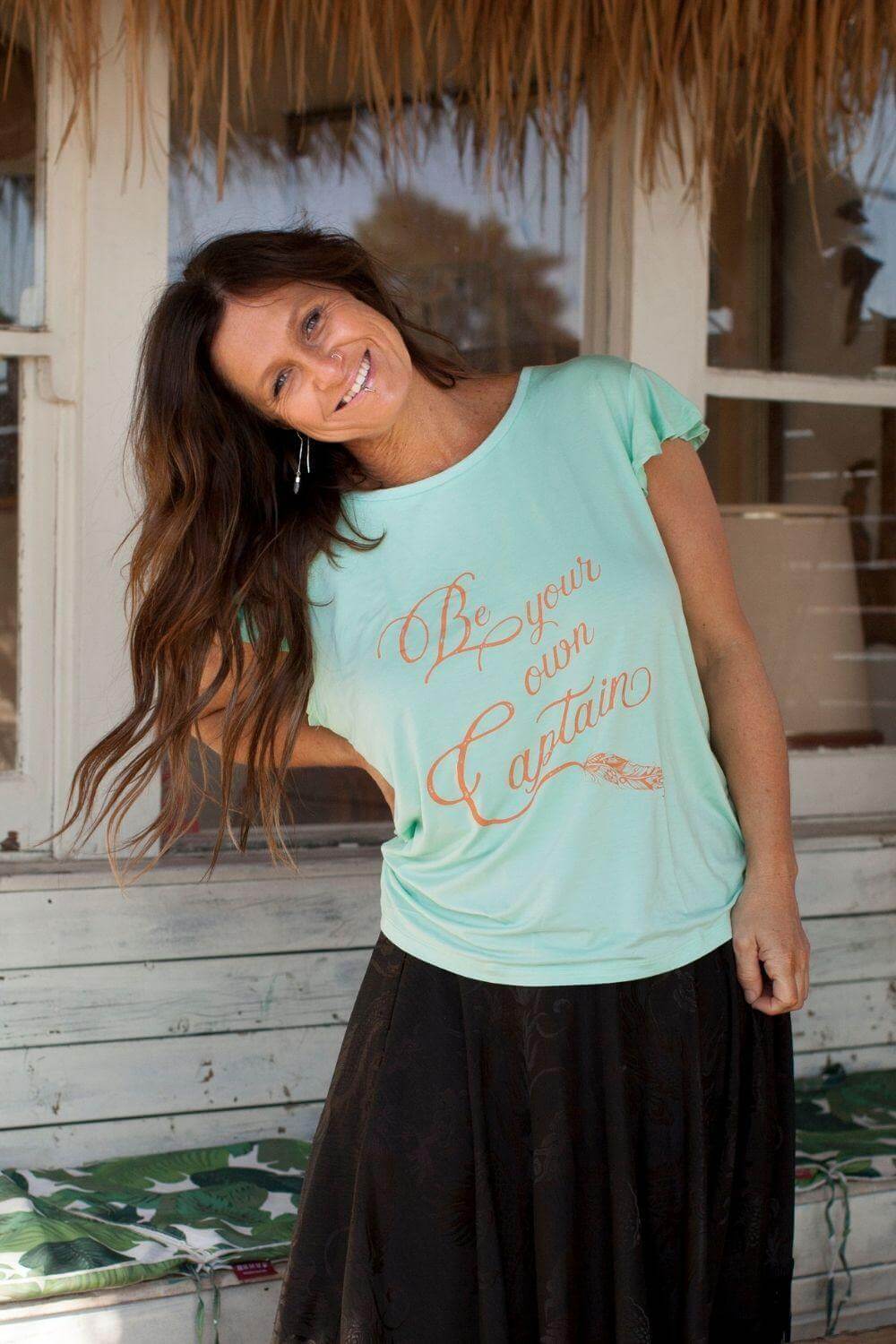 Be Your Own Captain Tee - Aqua - Renee Loves Frances