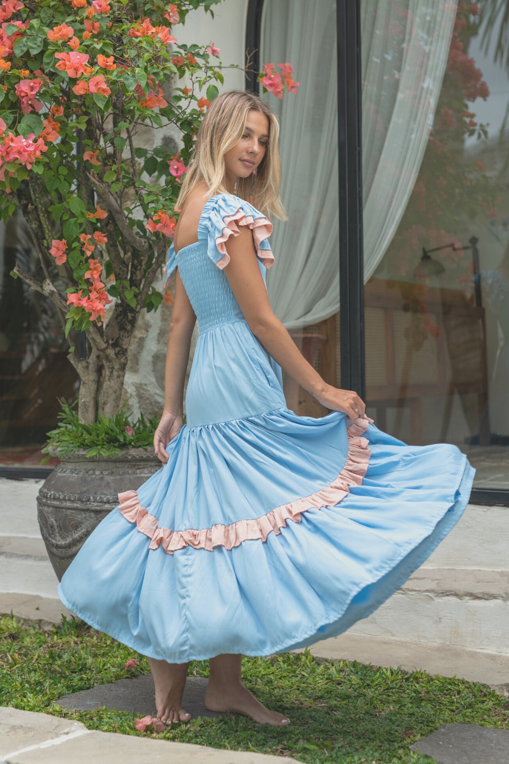 The Dorothy Dress - Sky Blue and Blush Pink