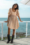 Goddess Dress Mini - Gingham Stars - Tan - Renee Loves Frances