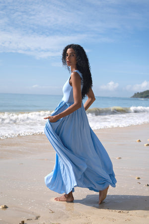 Goddess Maxi Dress - Sky Blue