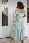 Goddess Maxi Dress with sleeve - Sage Green - Renee Loves Frances