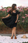 Goddess Dress Mini with sleeve - Midnight Black - Renee Loves Frances