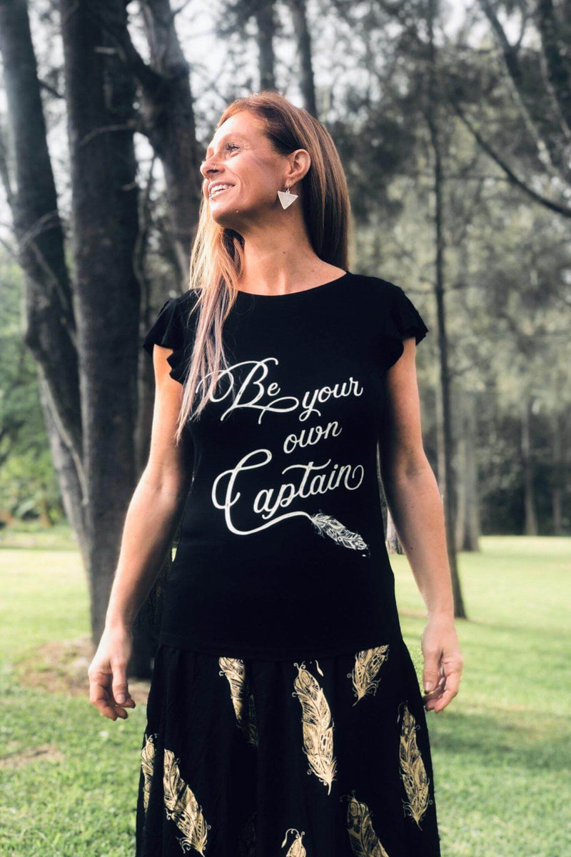 Be Your Own Captain Black Tee - Ladies - Renee Loves Frances