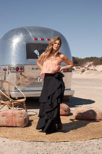 The Linen Wrap Skirt - Black - Renee Loves Frances