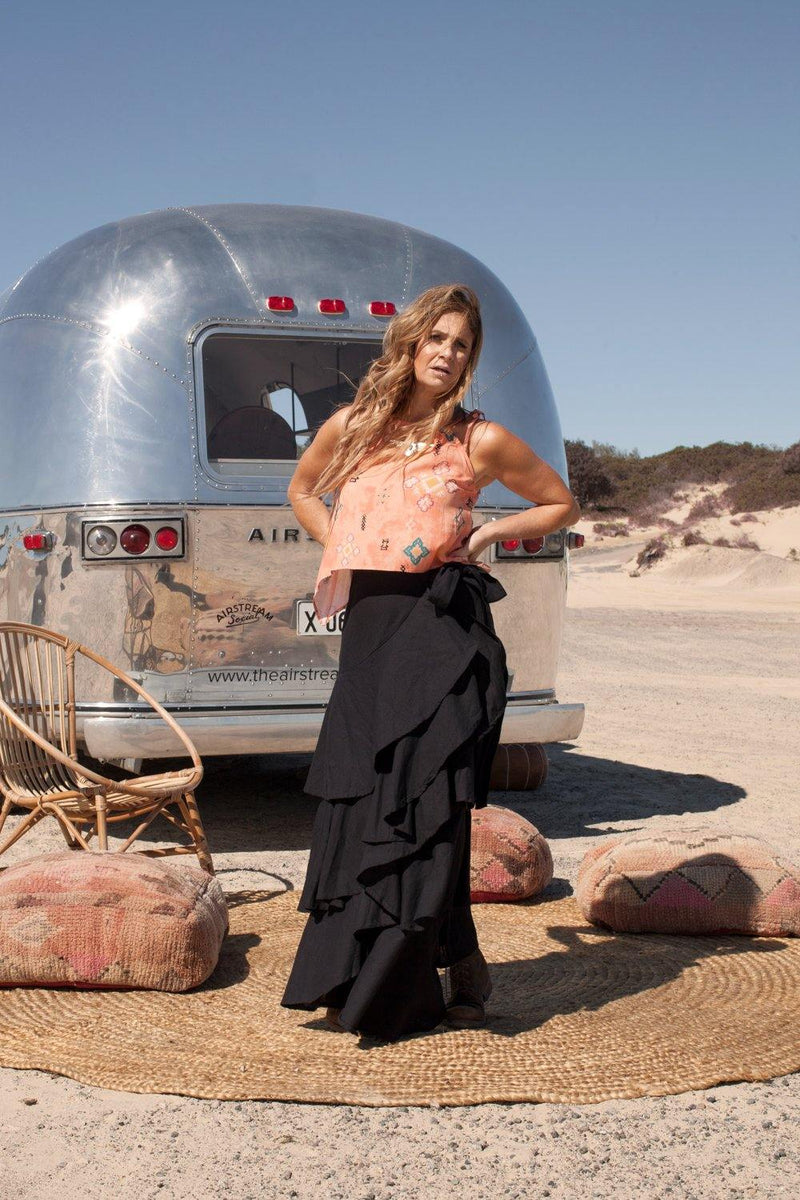The Linen Wrap Skirt - Black - Renee Loves Frances