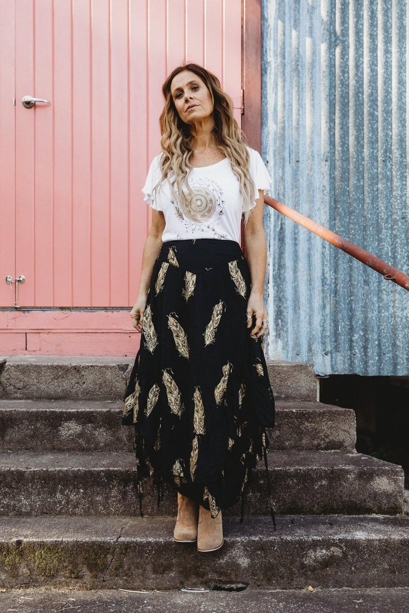 The Kasey Skirt - Black and Gold - Renee Loves Frances