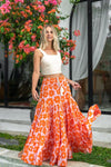 Phoebe Skirt - Retro Blooms - Pink and Orange