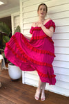 The Smock Midi Dress - Pink and Red Fiesta