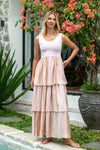 Goddess Tiered Maxi Dress - Pink Sands