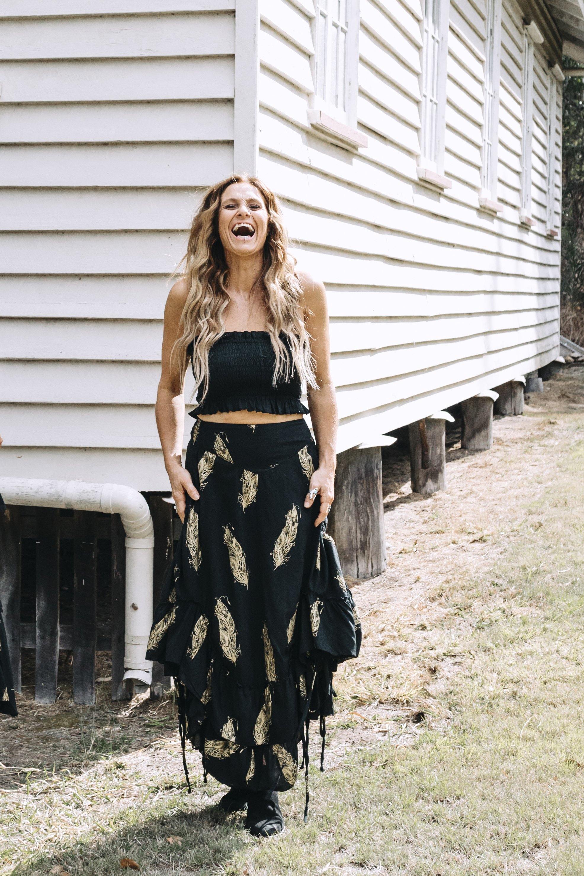 The Kasey Skirt - Black and Gold - Renee Loves Frances