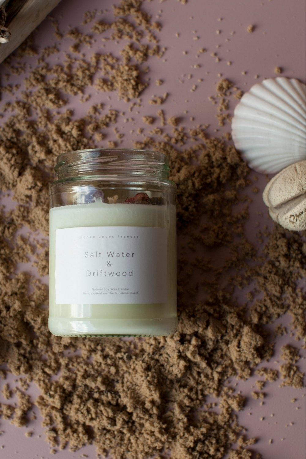 Salt Water and Driftwood Soy Candle - Renee Loves Frances